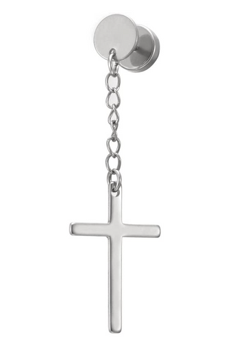 Cross Earring with Chain